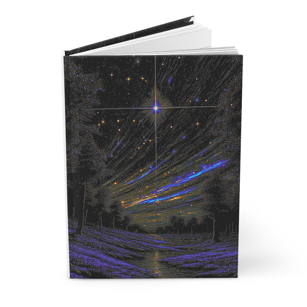 starry night meadow hardcover journal — celestial landscape notebook for manifesting & journaling Printify