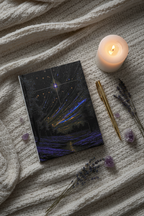 starry night meadow hardcover journal — celestial landscape notebook for manifesting & journaling