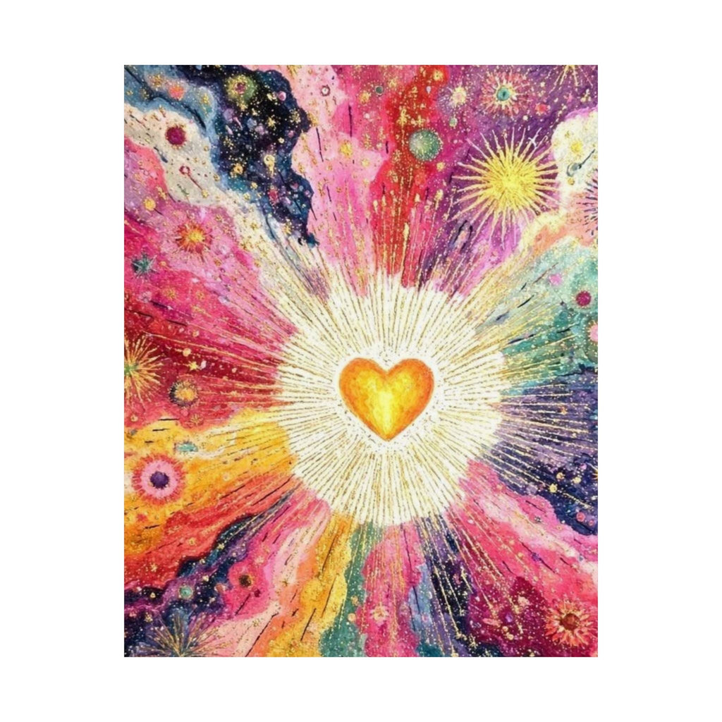 Radiant Heart Art Poster — Colorful Cosmic Matte Vertical Print Printify