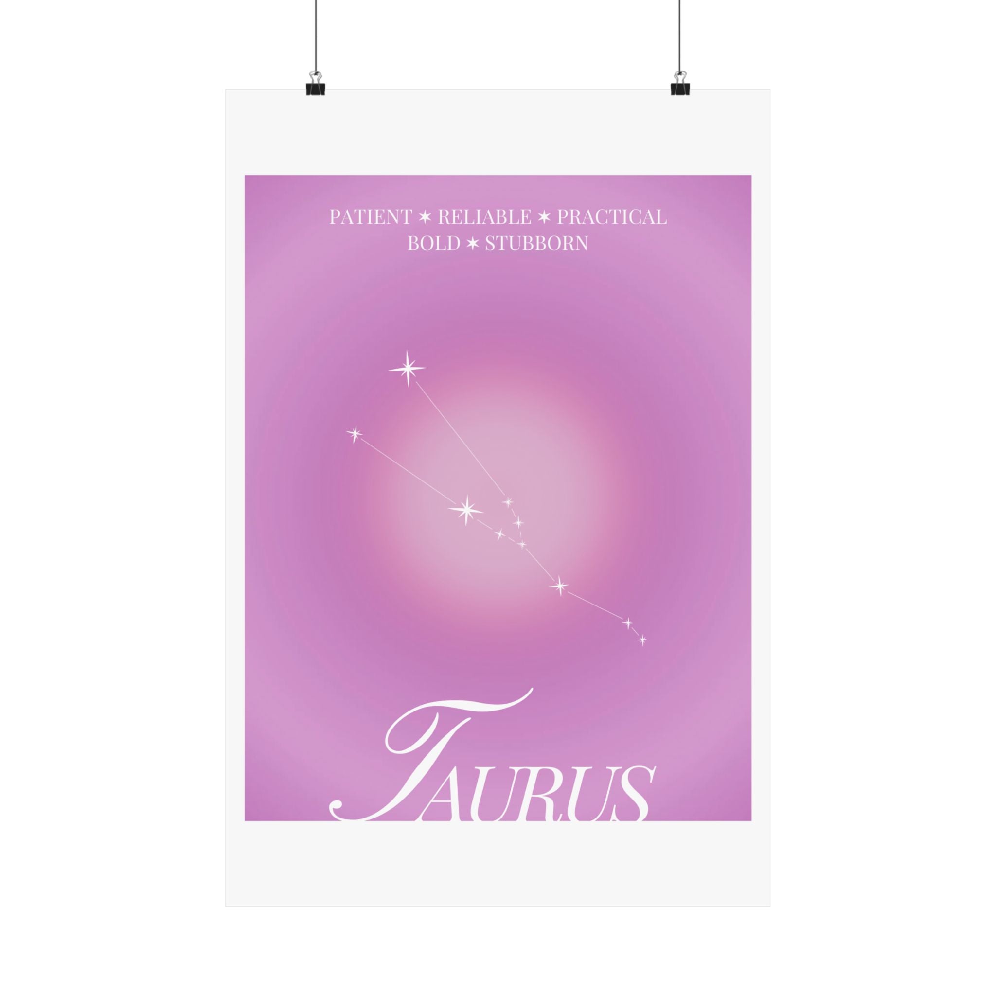 taurus constellation poster — pink zodiac matte poster Printify