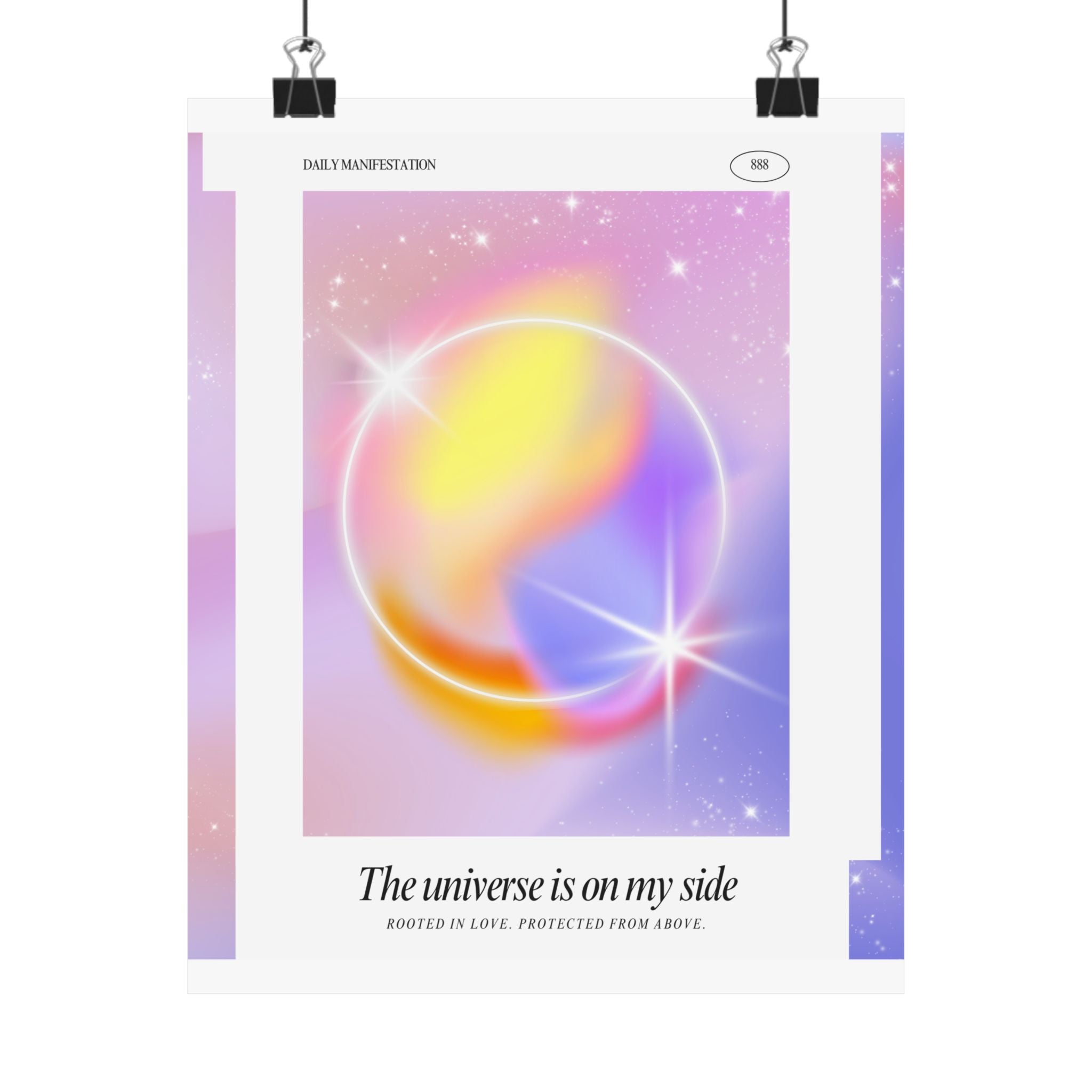 matte poster — "the universe is on my side" pastel manifestation art print Printify