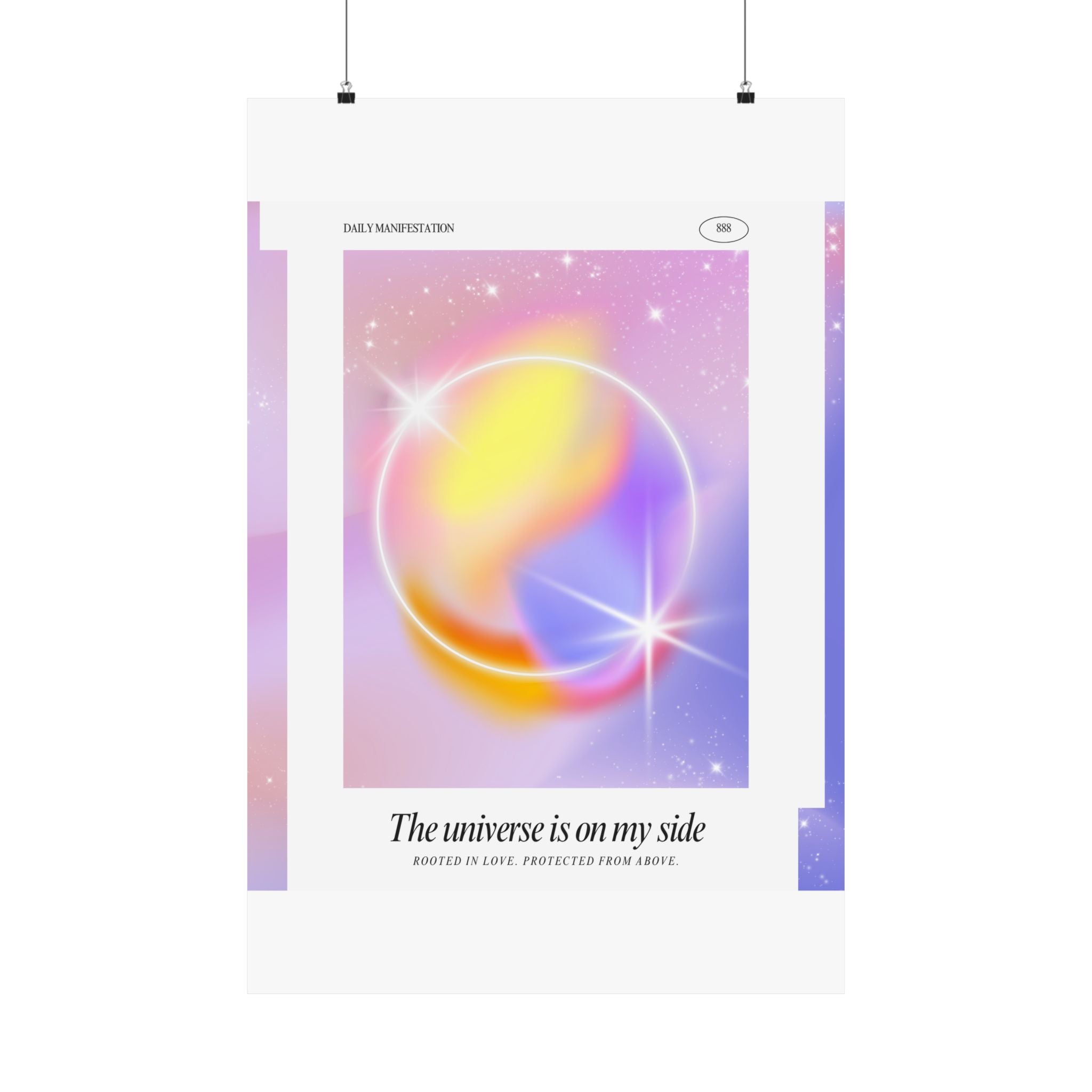 matte poster — "the universe is on my side" pastel manifestation art print Printify