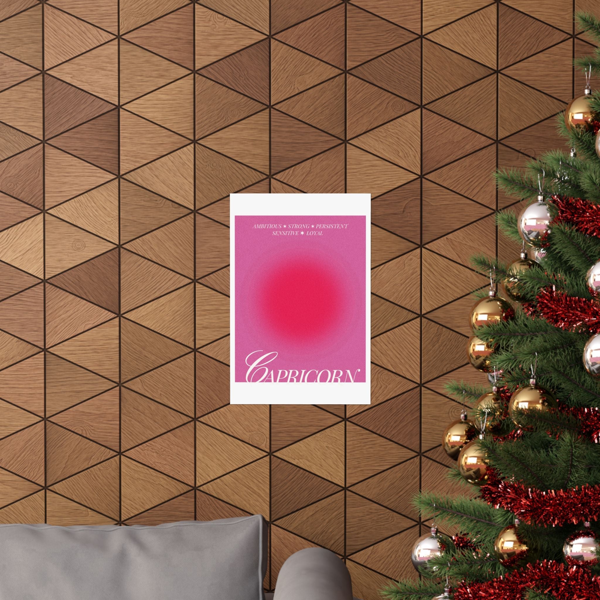 capricorn catte poster — pink zodiac wall art Printify