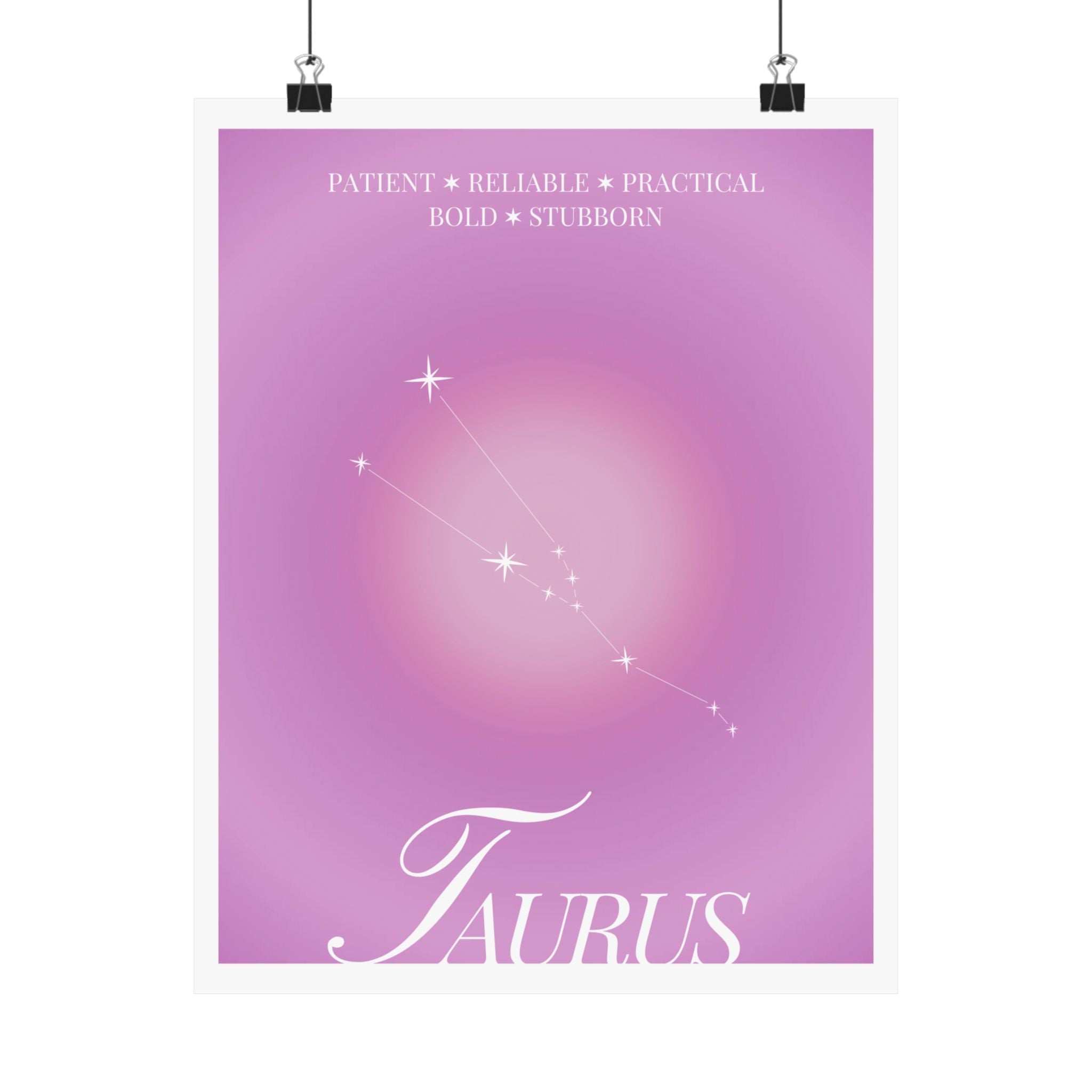 taurus constellation poster — pink zodiac matte poster Printify
