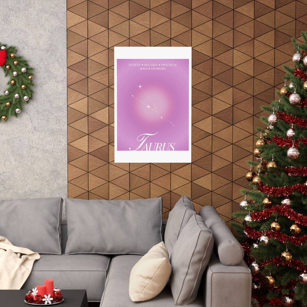 taurus constellation poster — pink zodiac matte poster Printify
