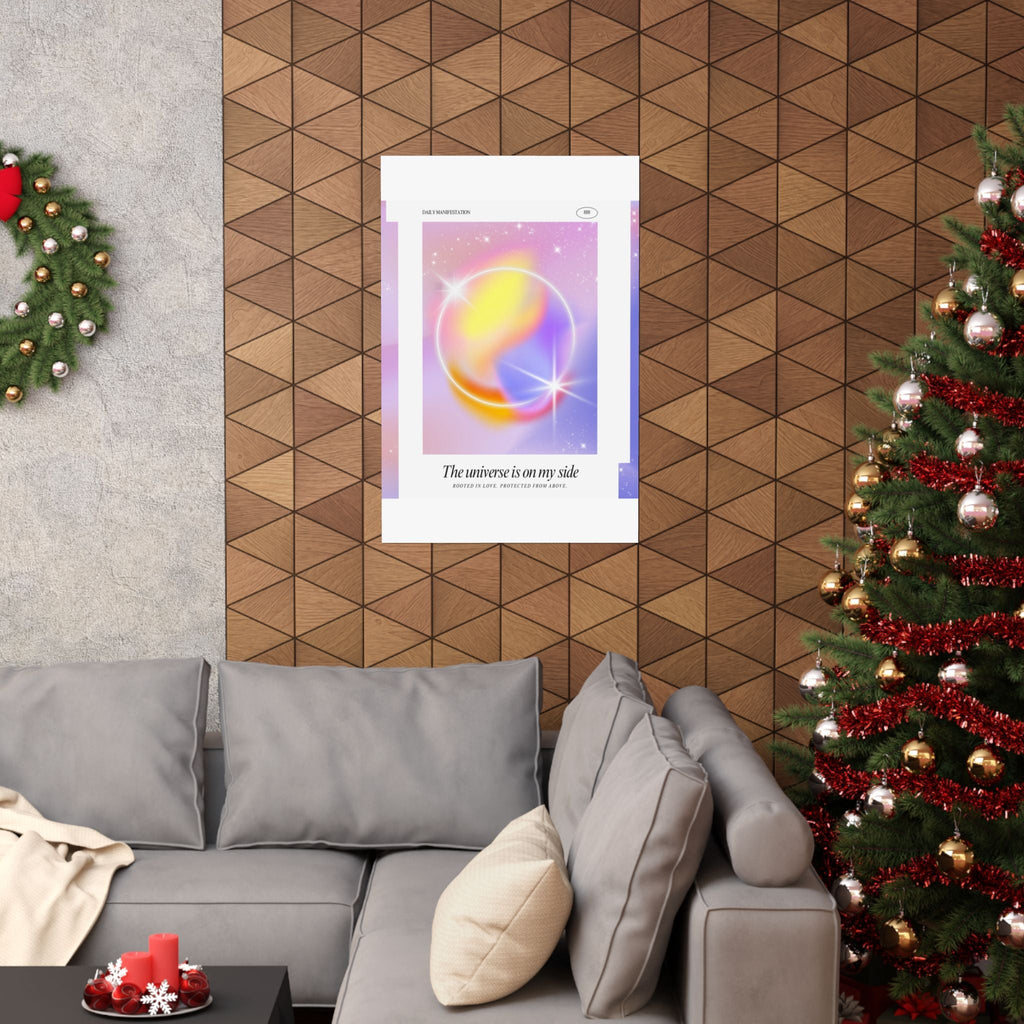 matte poster — "the universe is on my side" pastel manifestation art print Printify