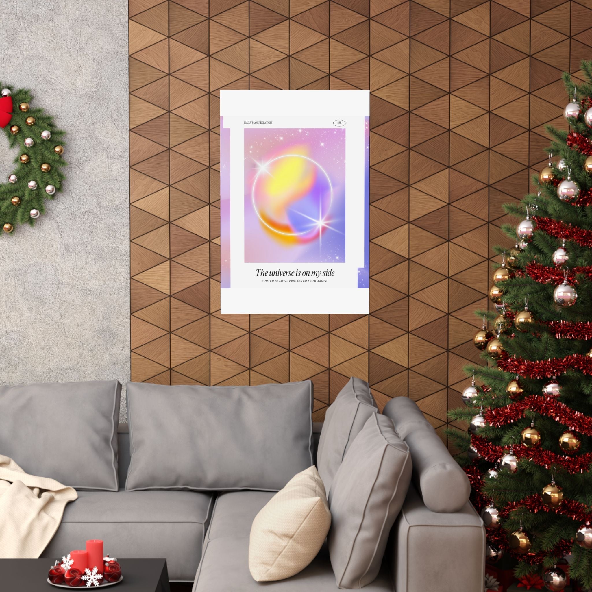 matte poster — "the universe is on my side" pastel manifestation art print Printify