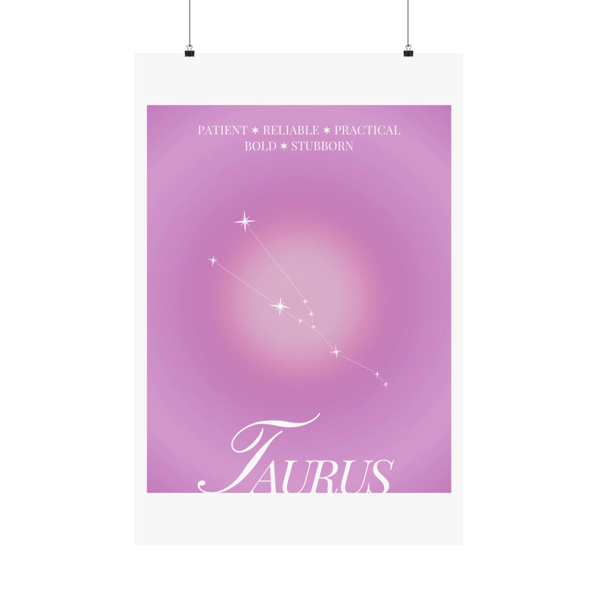 taurus constellation poster — pink zodiac matte poster Printify