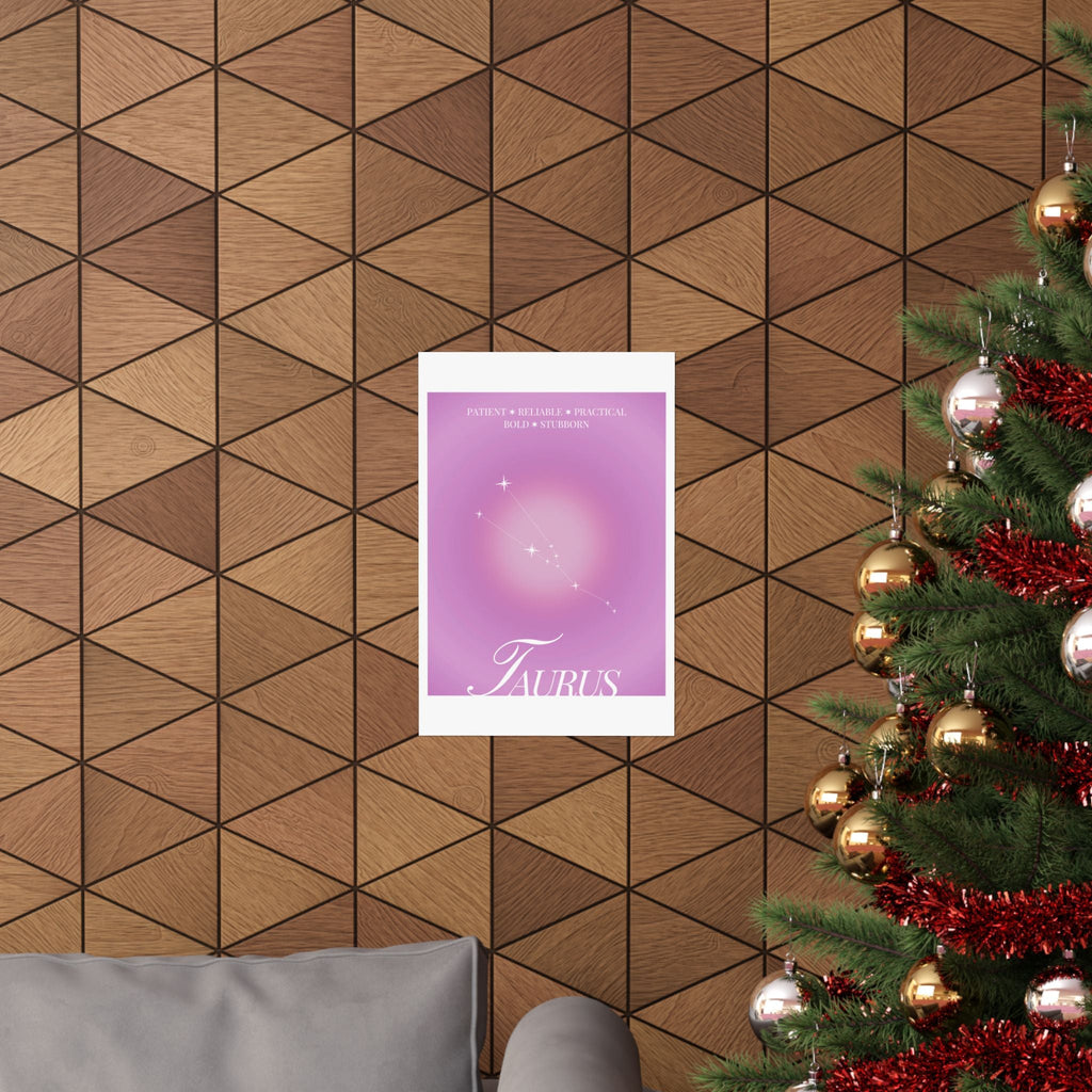 taurus constellation poster — pink zodiac matte poster Printify