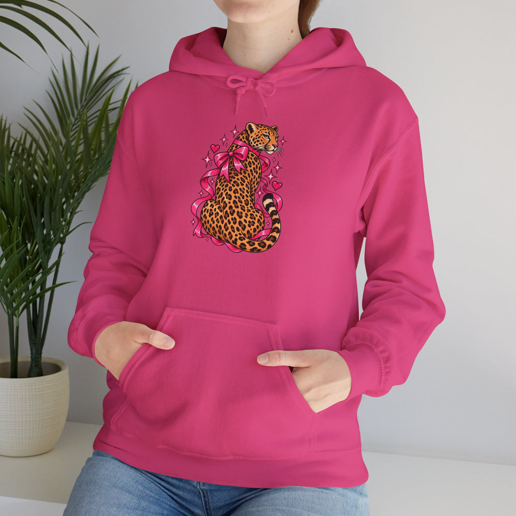 Pink Floral Leopard Hoodie – Playful Girly Gen Z Wildcat Sweatshirt