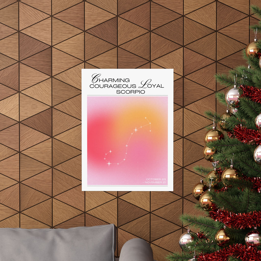 scorpio constellation matte poster — "charming courageous loyal" zodiac wall art Printify