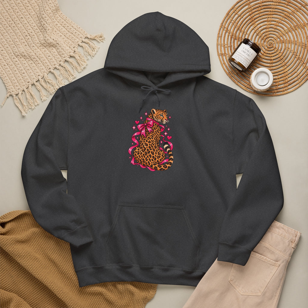 Pink Floral Leopard Hoodie – Playful Girly Gen Z Wildcat Sweatshirt
