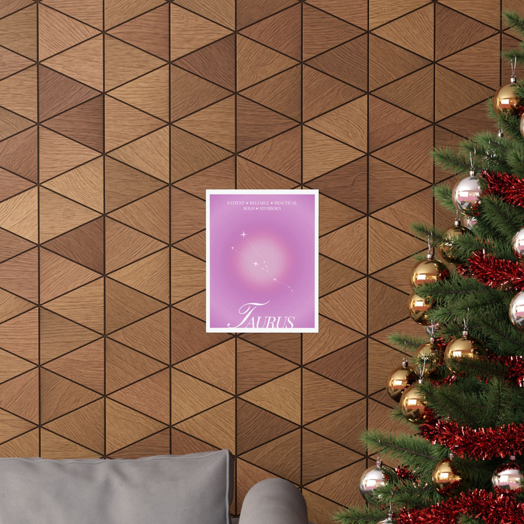 taurus constellation poster — pink zodiac matte poster Printify