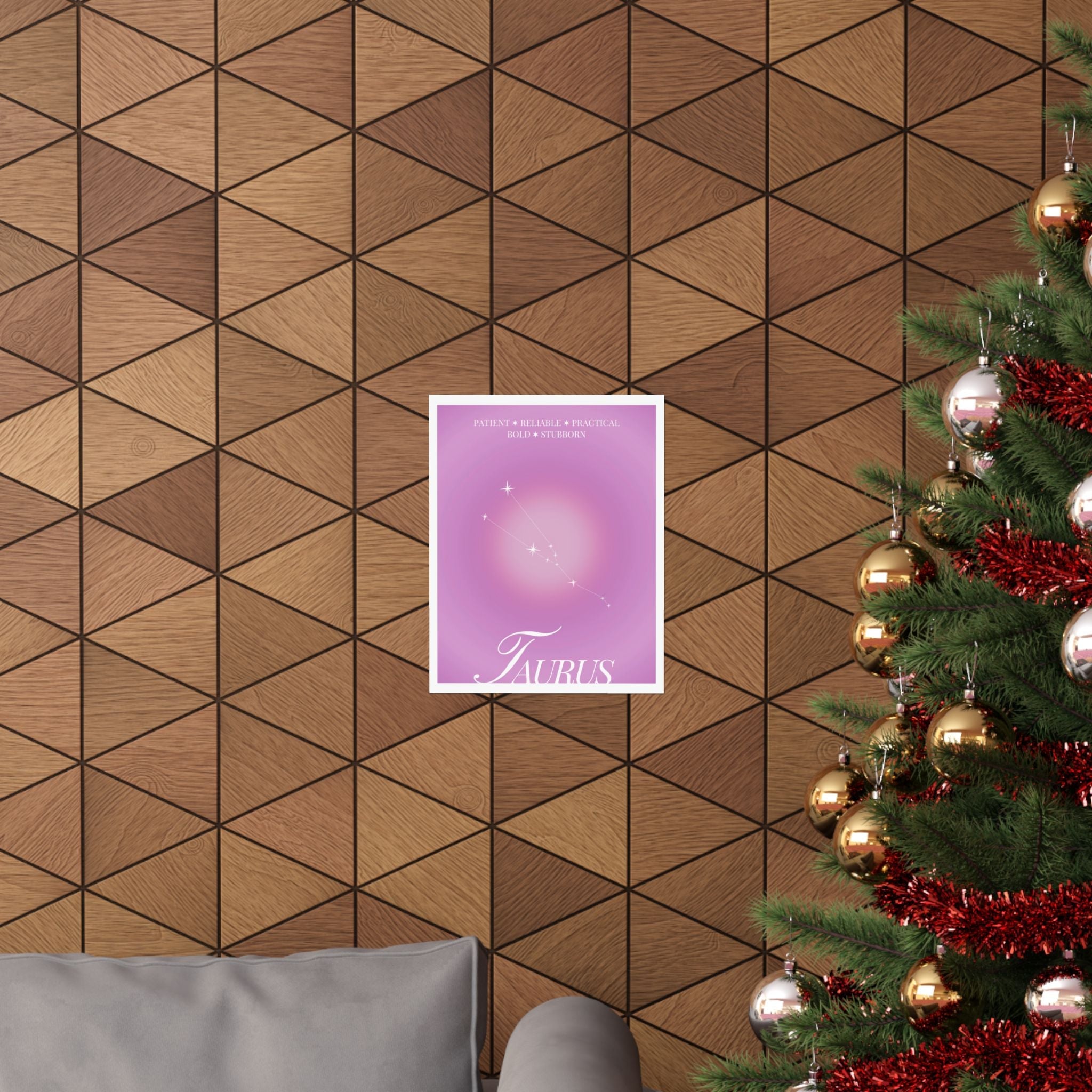 taurus constellation poster — pink zodiac matte poster Printify