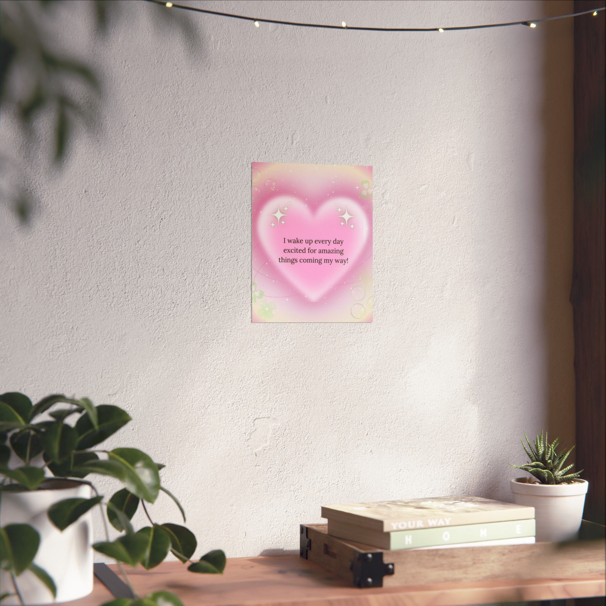 Motivational Heart Poster — “I wake up every day excited for amazing things coming my way!” Printify