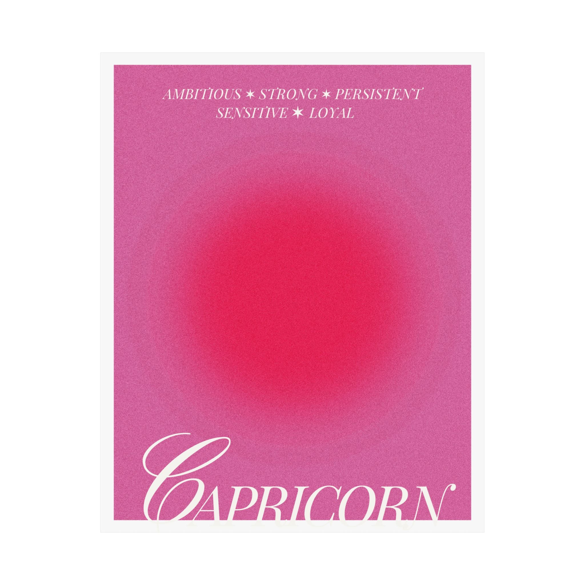 capricorn catte poster — pink zodiac wall art Printify