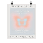 matte poster — “lucky girl syndrome: everything always works out for me” positive butterfly wall art Printify