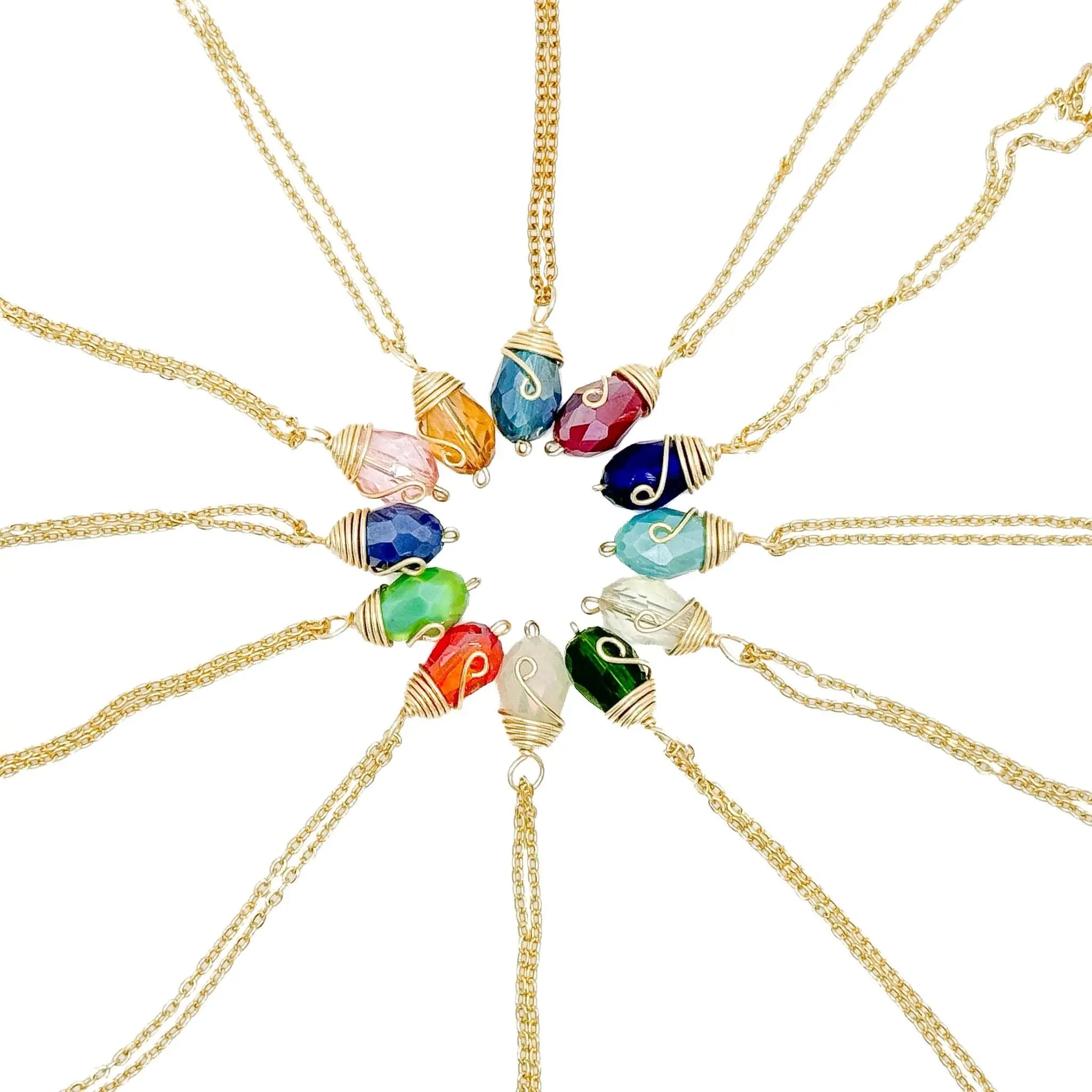 Gold Birthstone necklace DC-Powered by People