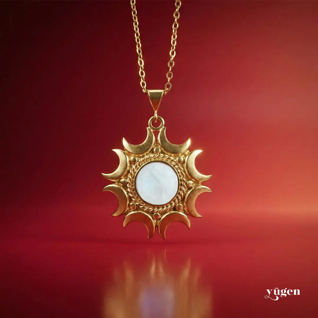 Lunar Witch Necklace - Rainbow Moonstone Pendant DC-Yugen Handmade