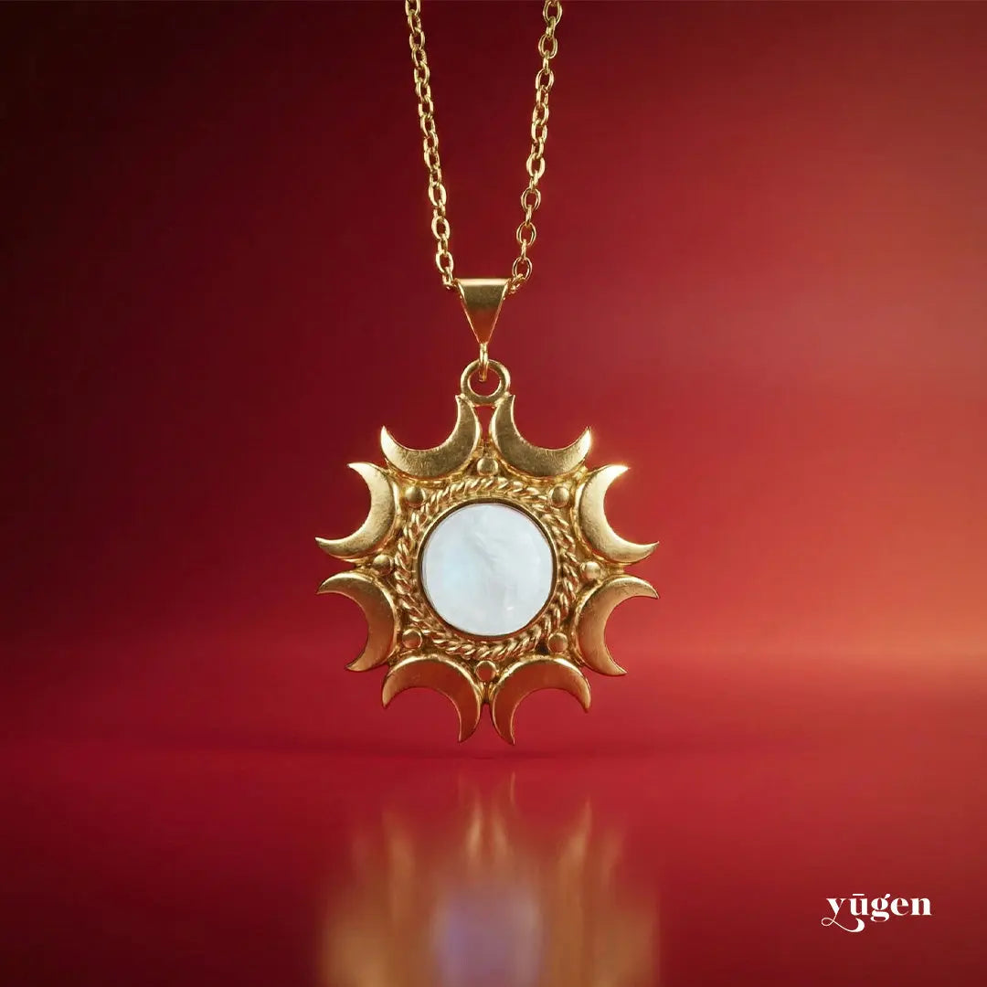 Lunar Witch Necklace - Rainbow Moonstone Pendant DC-Yugen Handmade