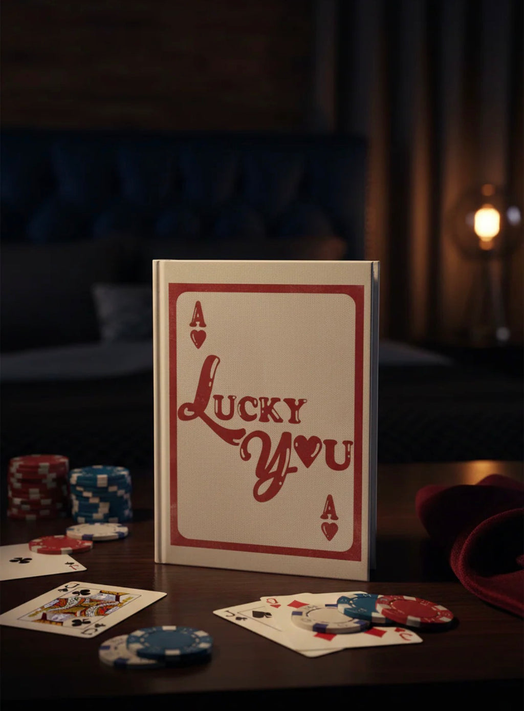 Lucky You Ace of Hearts Hardcover Journal — Vintage Playing Card Love Notebook