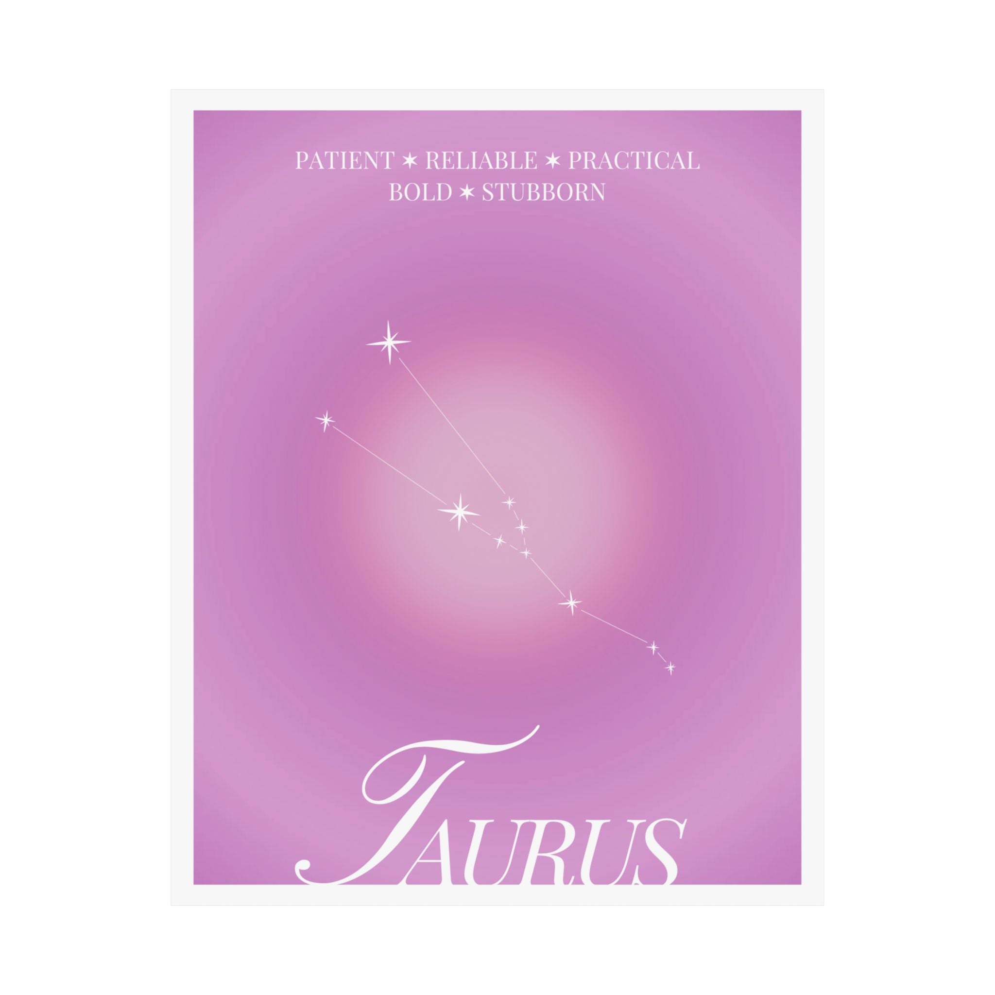 taurus constellation poster — pink zodiac matte poster Printify