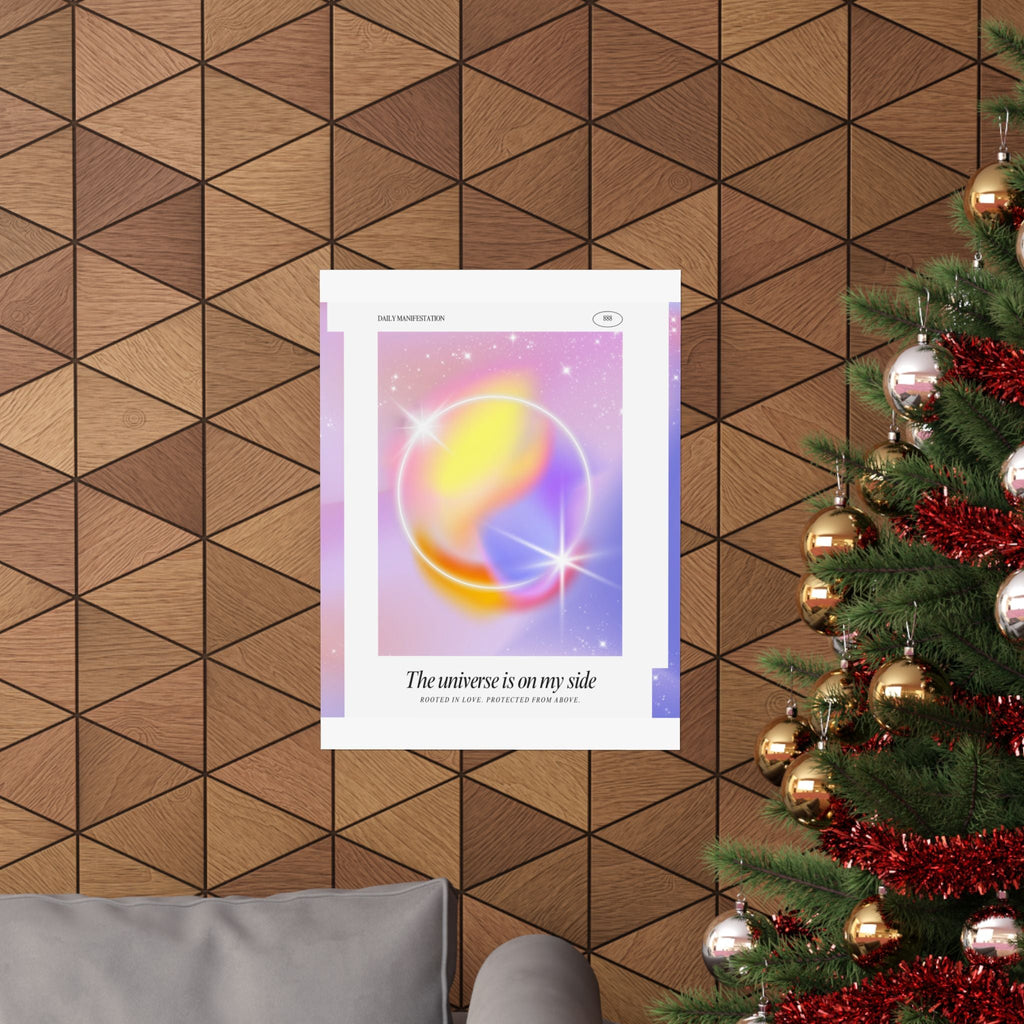 matte poster — "the universe is on my side" pastel manifestation art print Printify