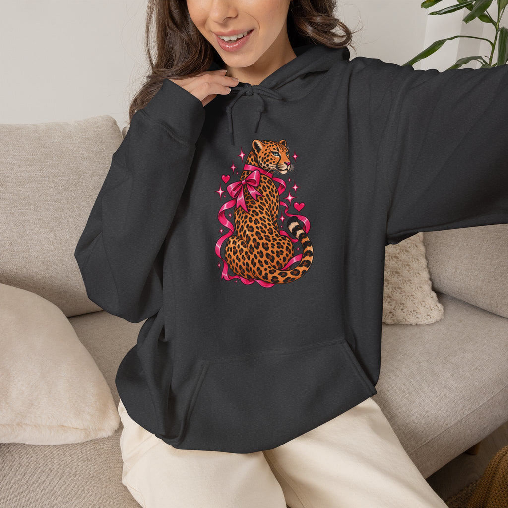 Pink Floral Leopard Hoodie – Playful Girly Gen Z Wildcat Sweatshirt