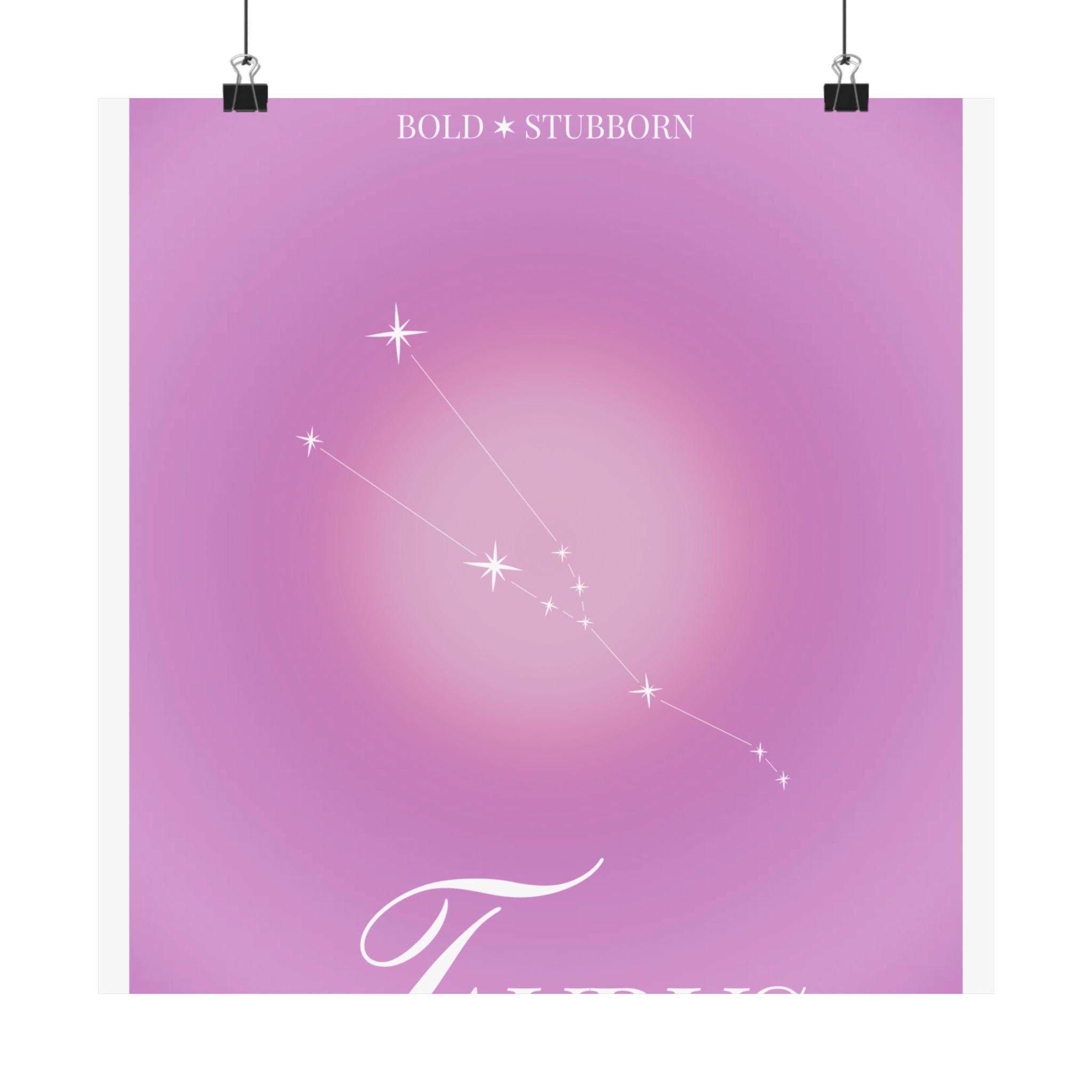 taurus constellation poster — pink zodiac matte poster Printify