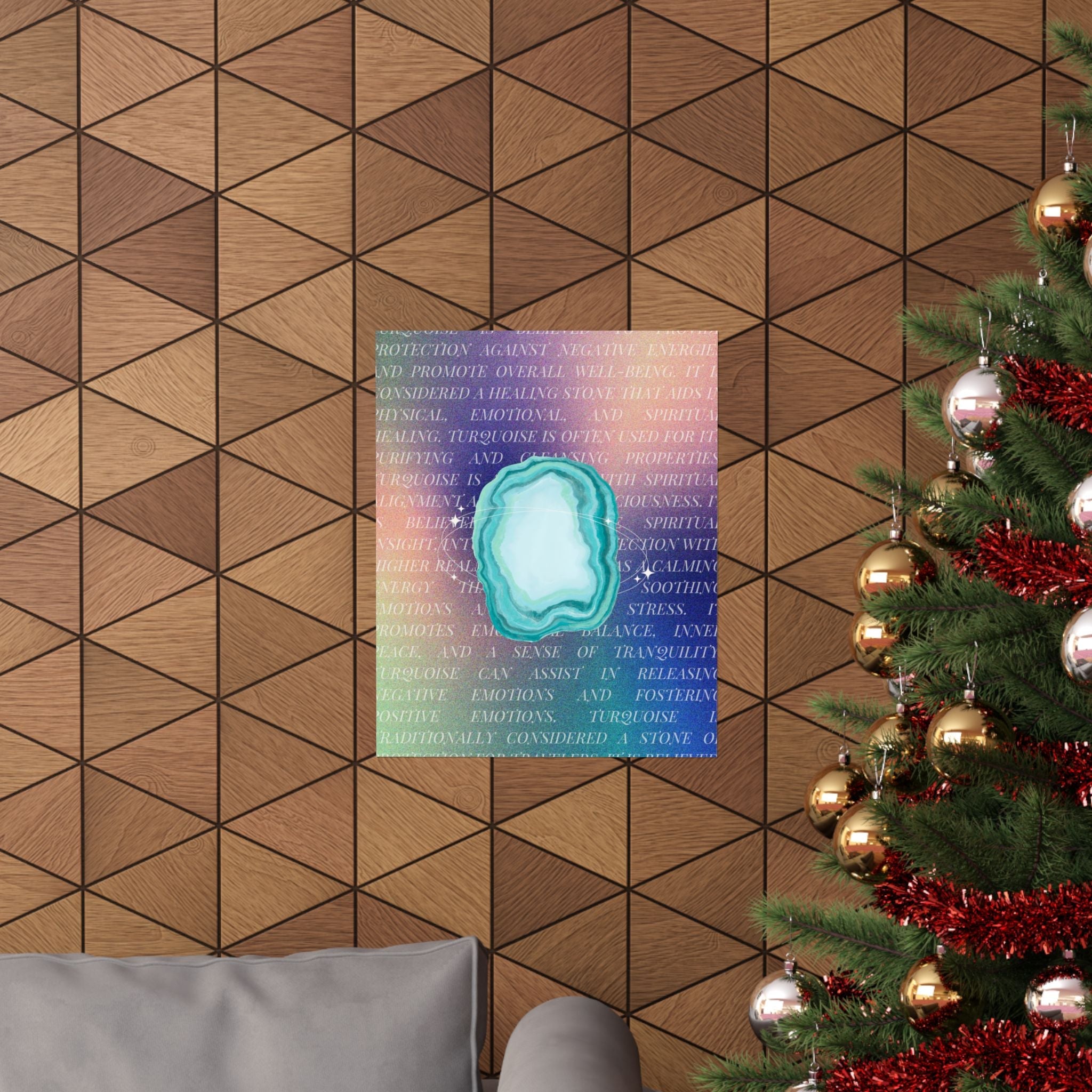 turquoise agate poster — matte healing stone wall art Printify