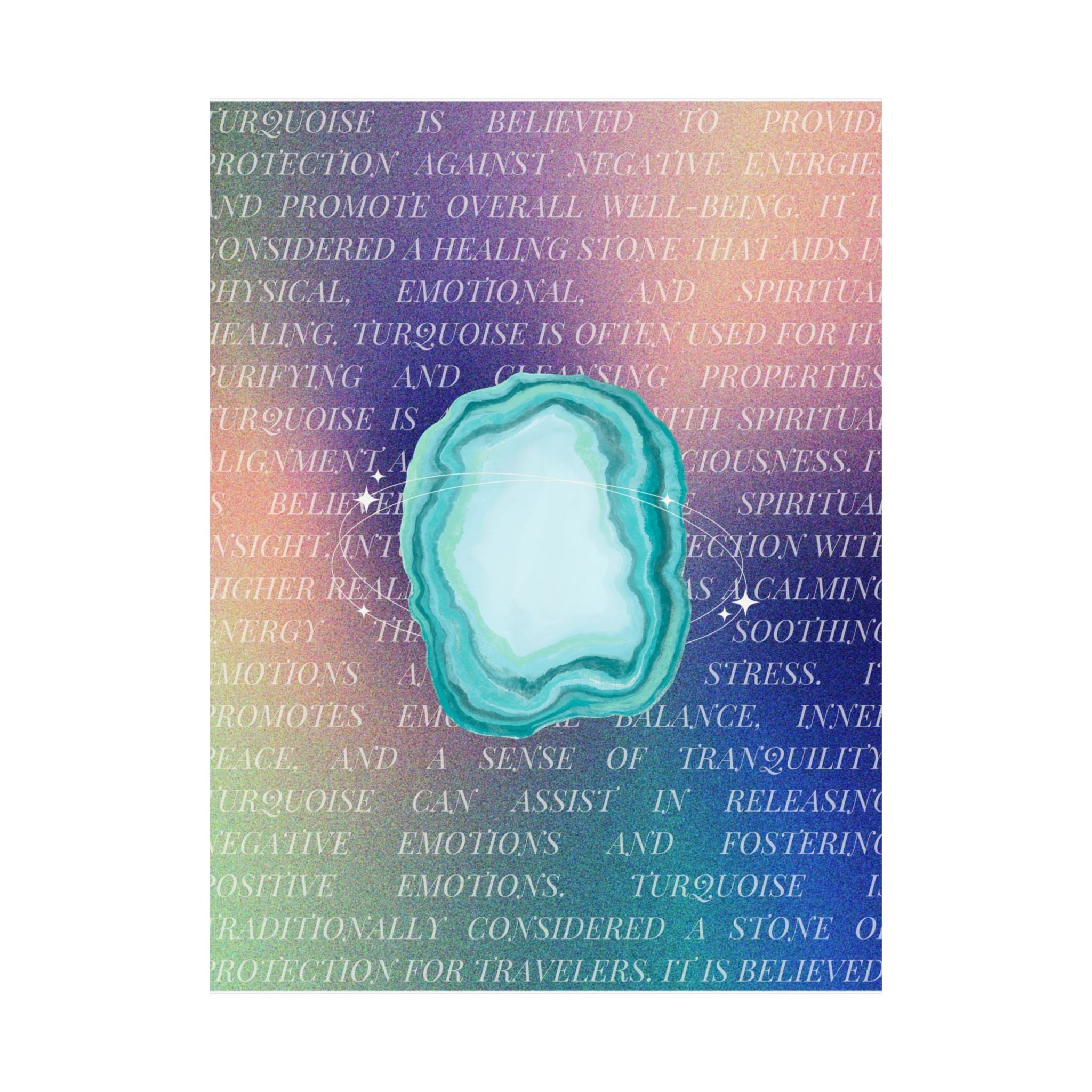 turquoise agate poster — matte healing stone wall art Printify