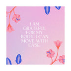 matte poster — "i am grateful for my body: i can move with ease" inspirational floral wall art Printify