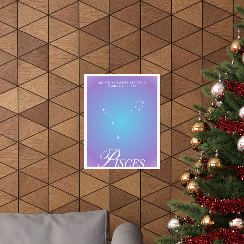 pisces constellation matte poster — astrological zodiac wall art Printify