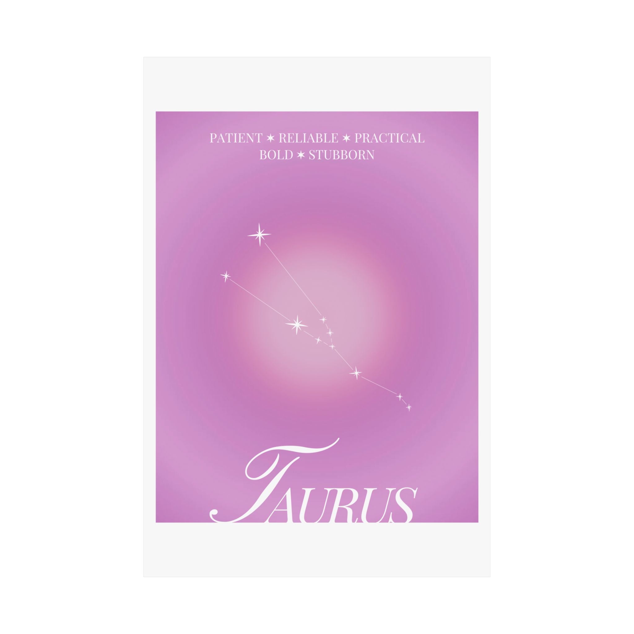 taurus constellation poster — pink zodiac matte poster Printify