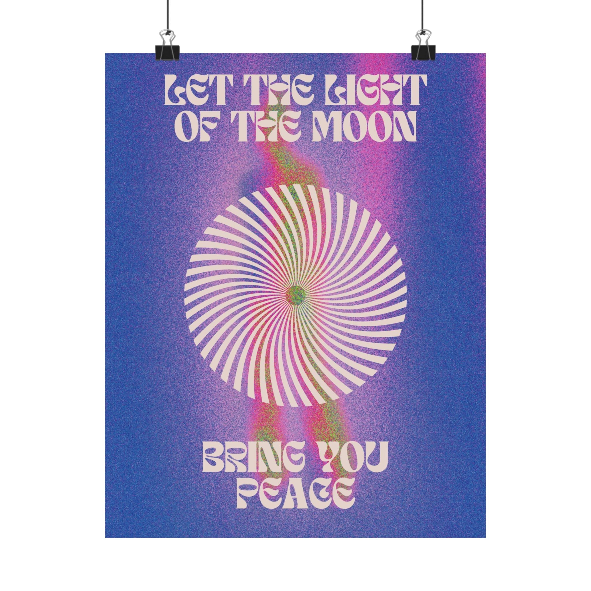 let the light of the moon poster — psychedelic retro wall art Printify