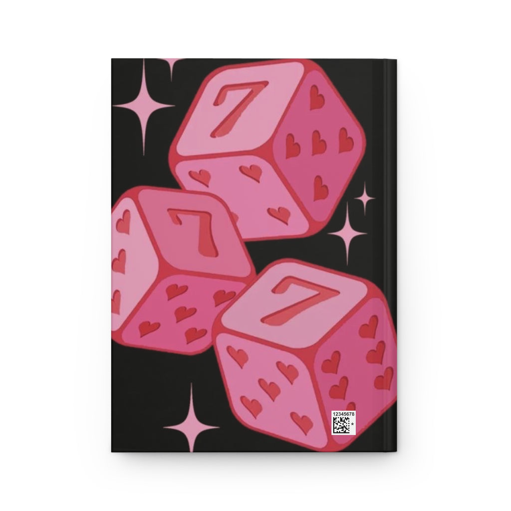 Pink Lucky Dice Hardcover Journal — Cute Heart Dice Notebook for Notes & Journaling Printify
