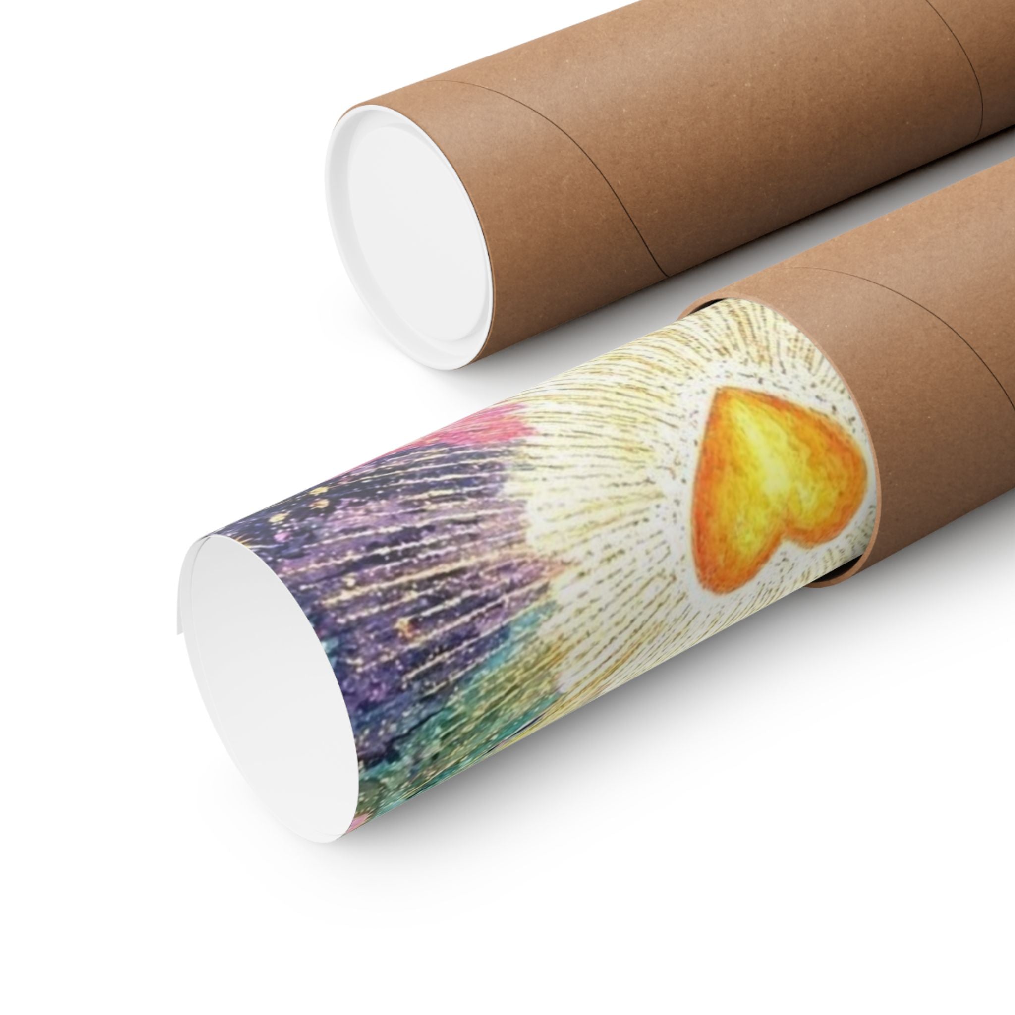 Radiant Heart Art Poster — Colorful Cosmic Matte Vertical Print Printify