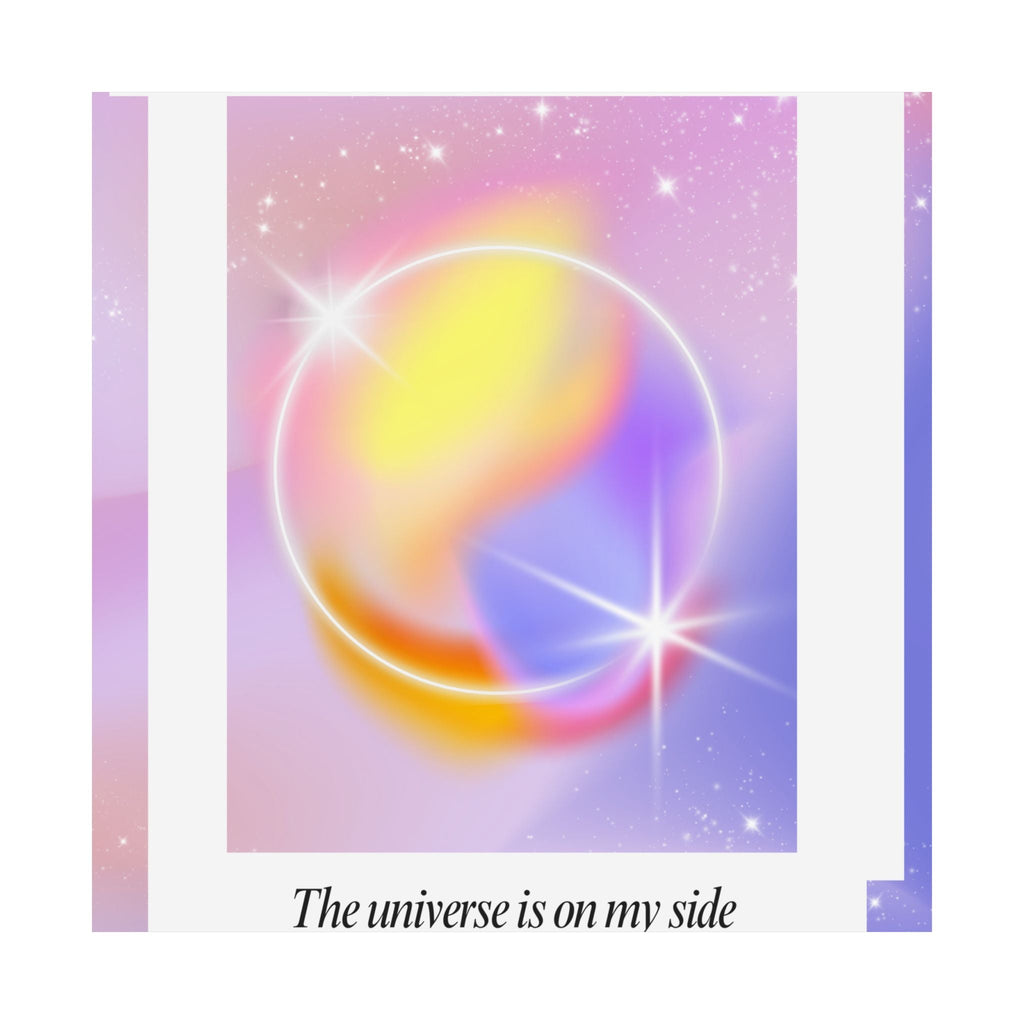 matte poster — "the universe is on my side" pastel manifestation art print Printify