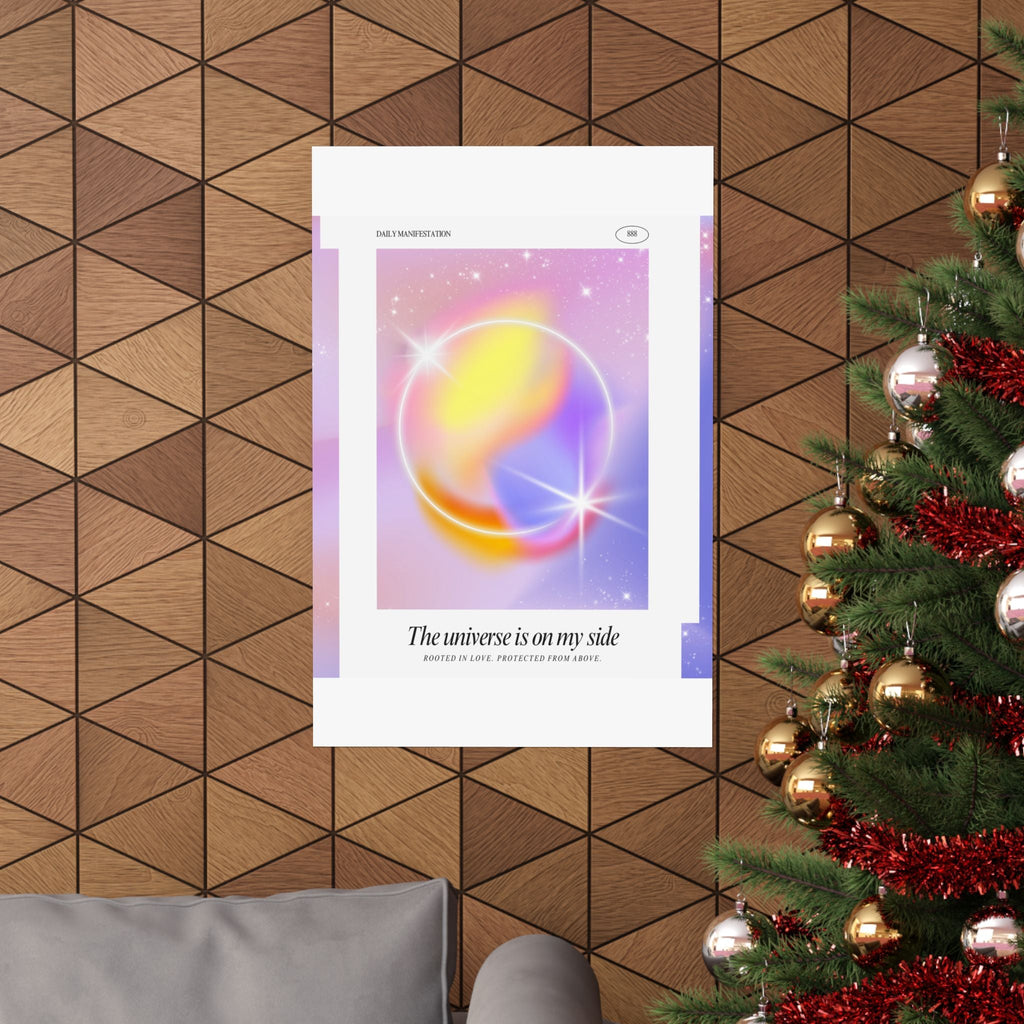 matte poster — "the universe is on my side" pastel manifestation art print Printify