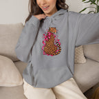 Pink Floral Leopard Hoodie – Playful Girly Gen Z Wildcat Sweatshirt