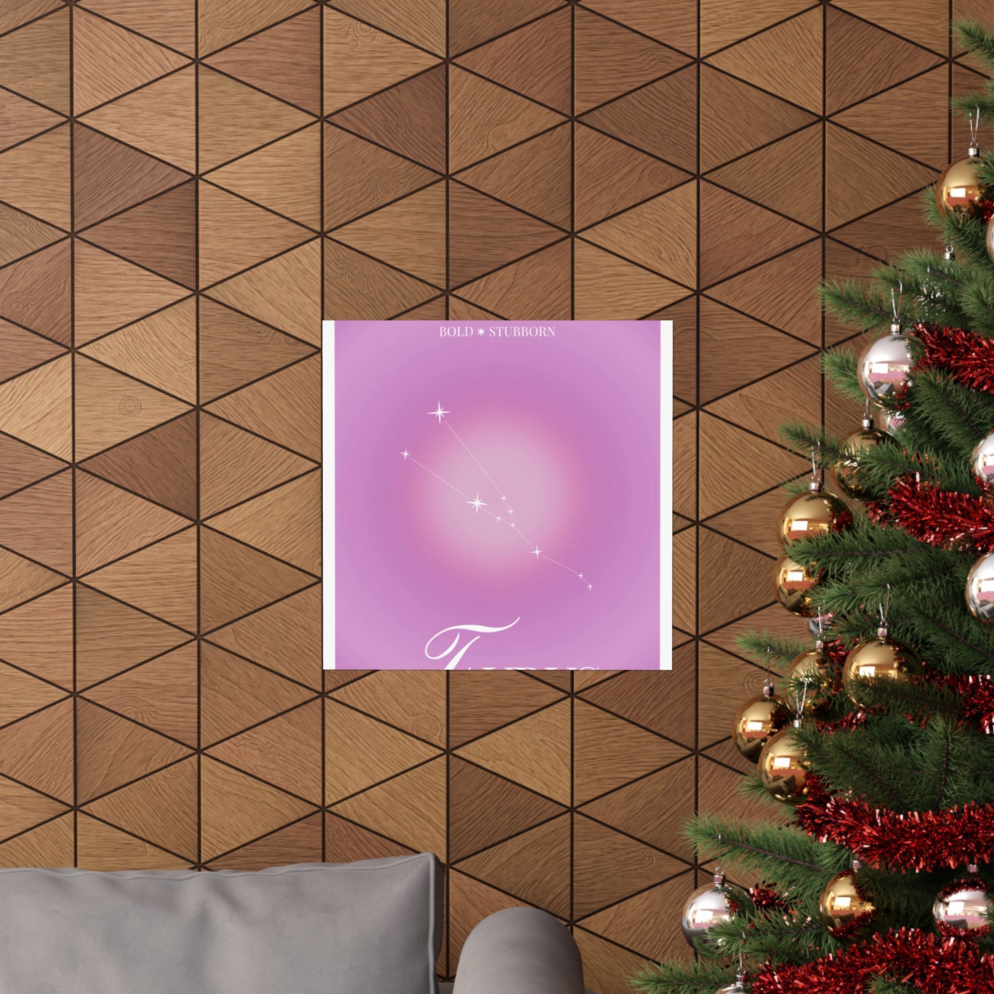 taurus constellation poster — pink zodiac matte poster Printify