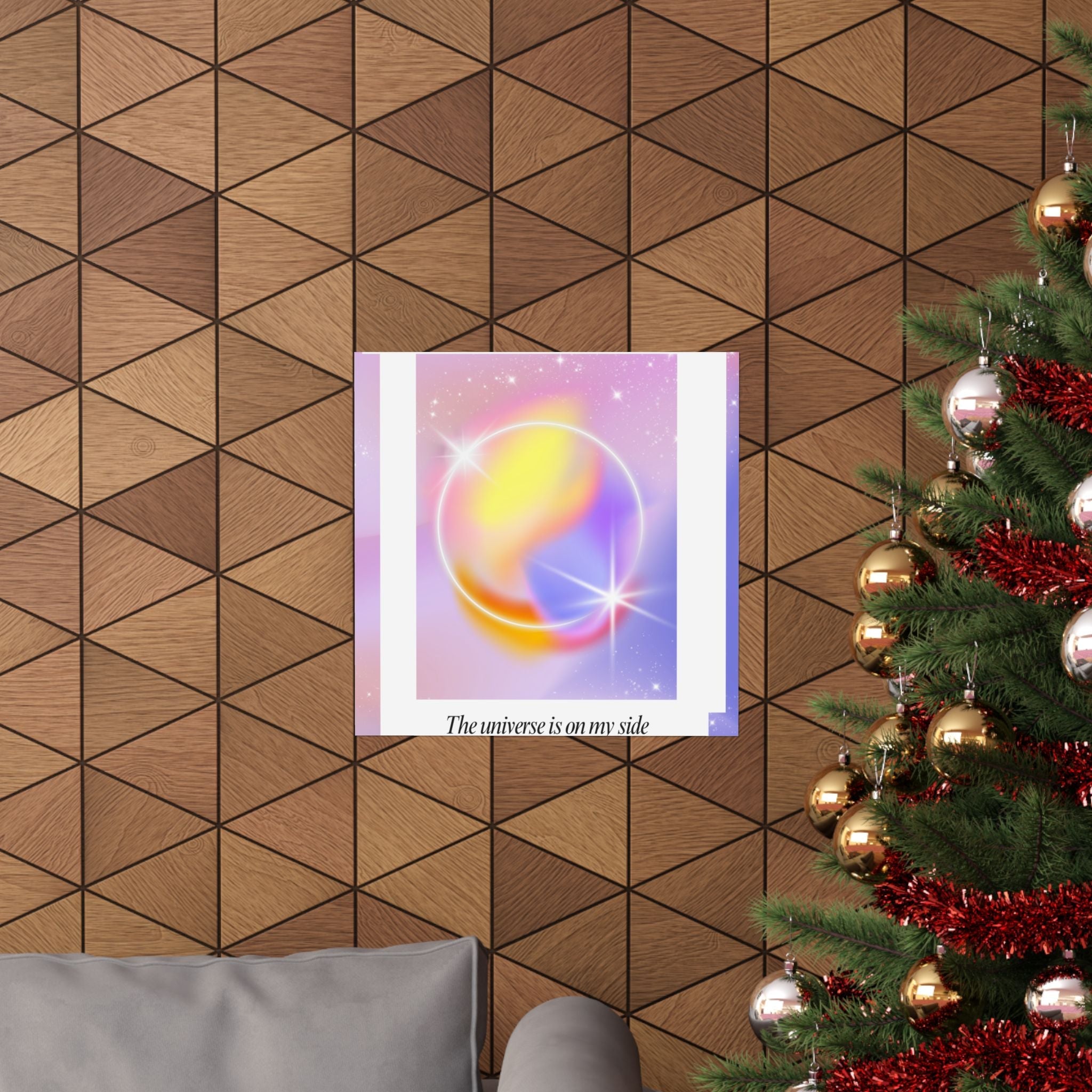 matte poster — "the universe is on my side" pastel manifestation art print Printify