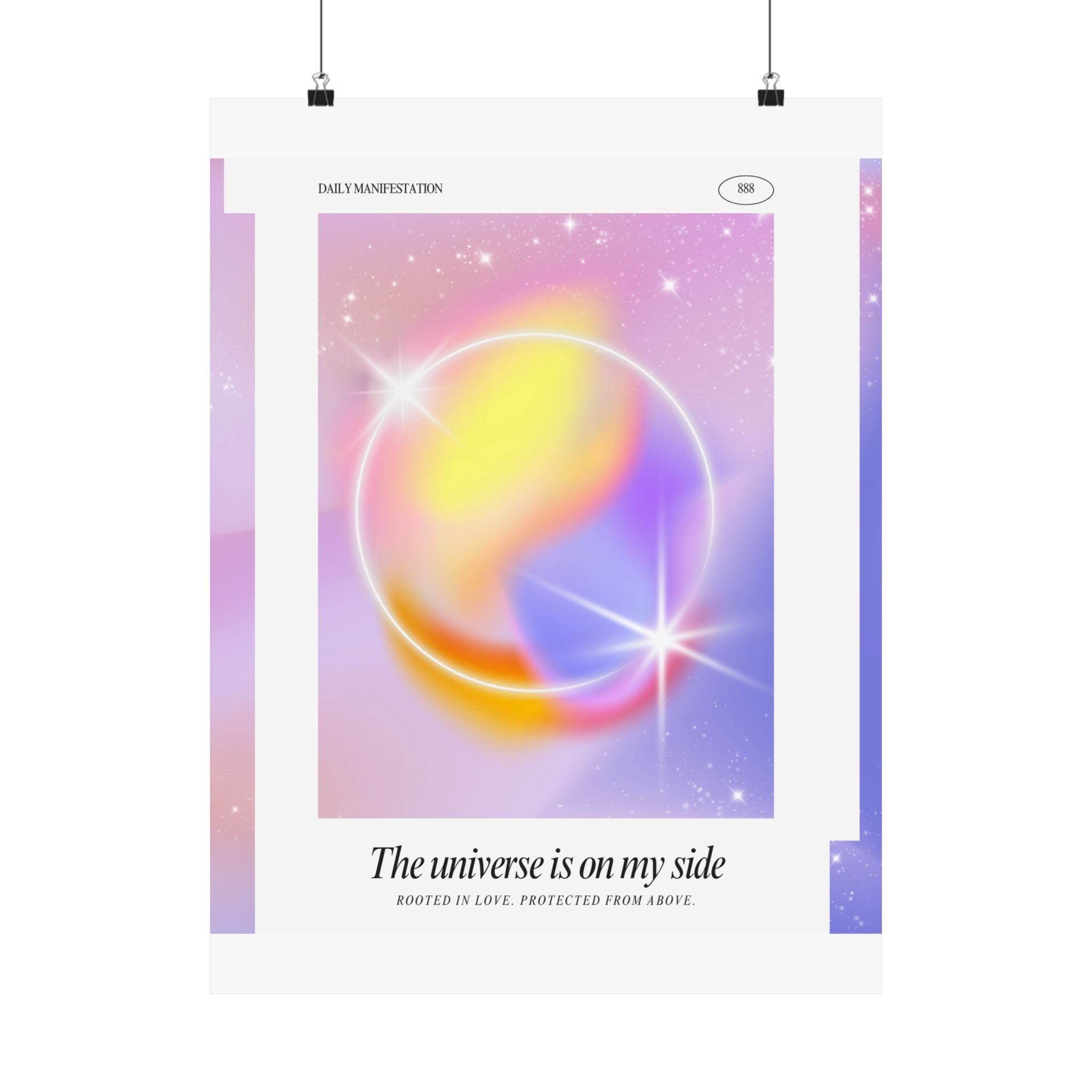 matte poster — "the universe is on my side" pastel manifestation art print Printify