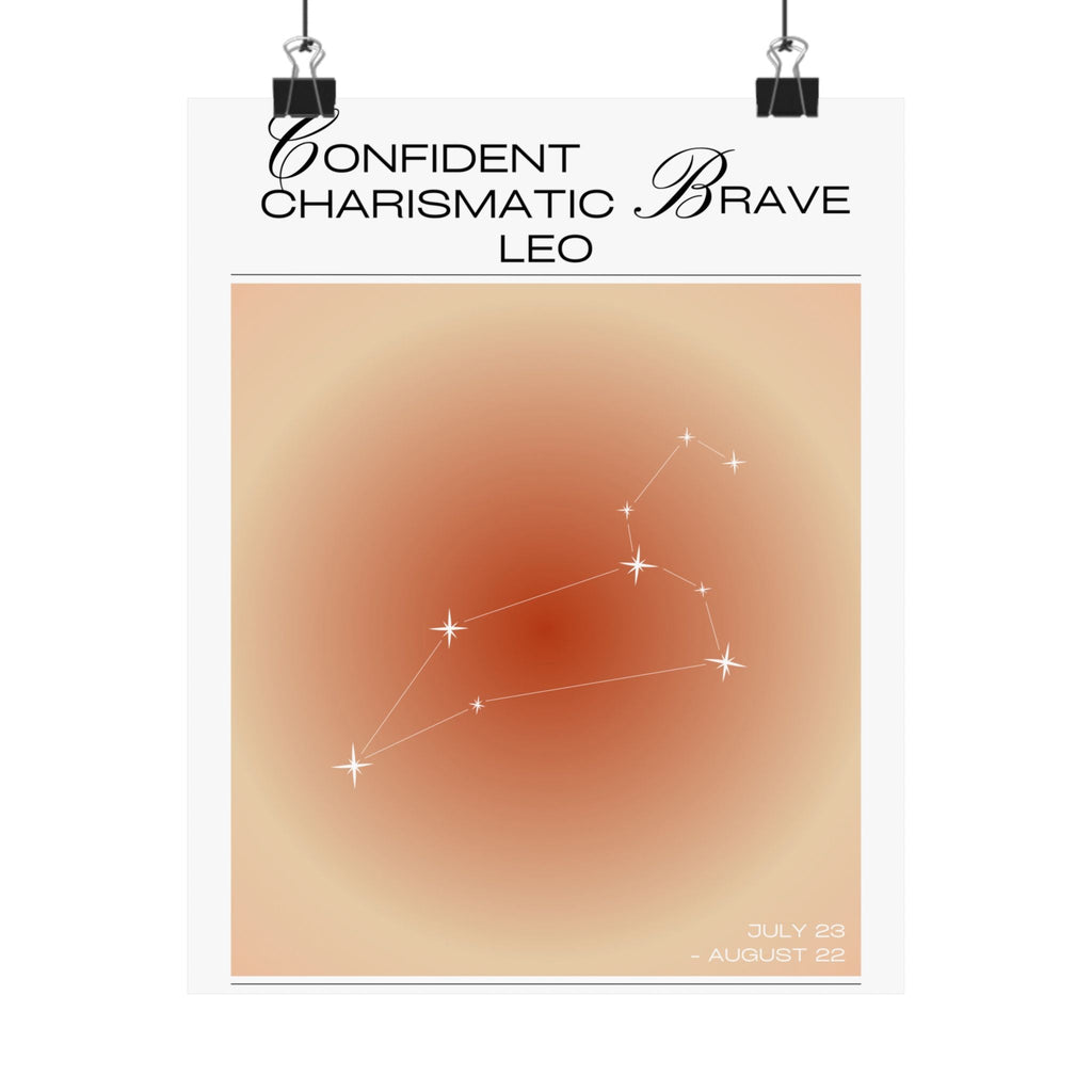 leo zodiac poster — confident charismatic brave matte vertical art print Printify