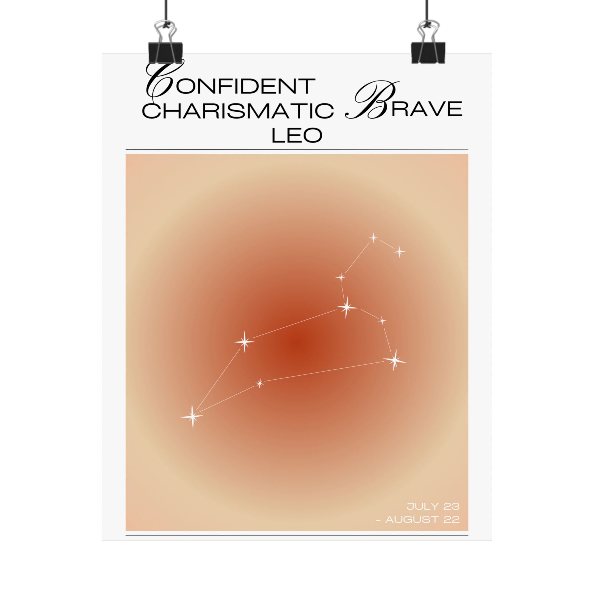 leo zodiac poster — confident charismatic brave matte vertical art print Printify