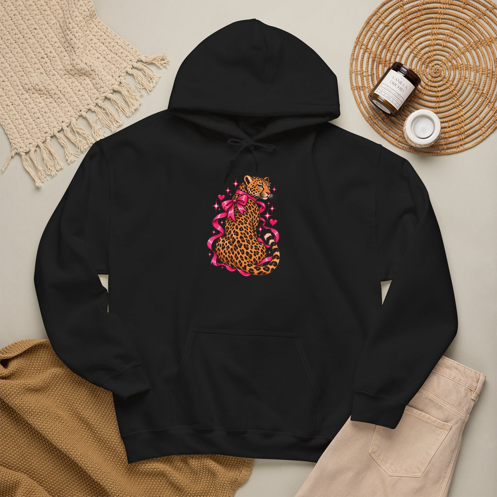 Pink Floral Leopard Hoodie – Playful Girly Gen Z Wildcat Sweatshirt