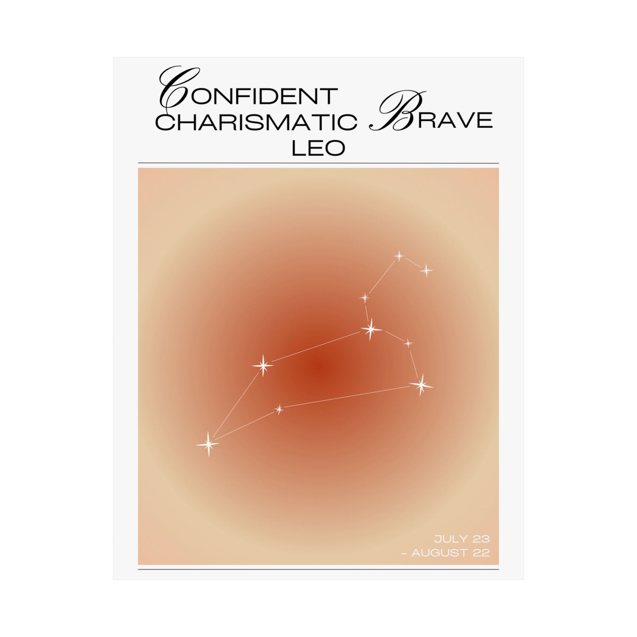 leo zodiac poster — confident charismatic brave matte vertical art print Printify