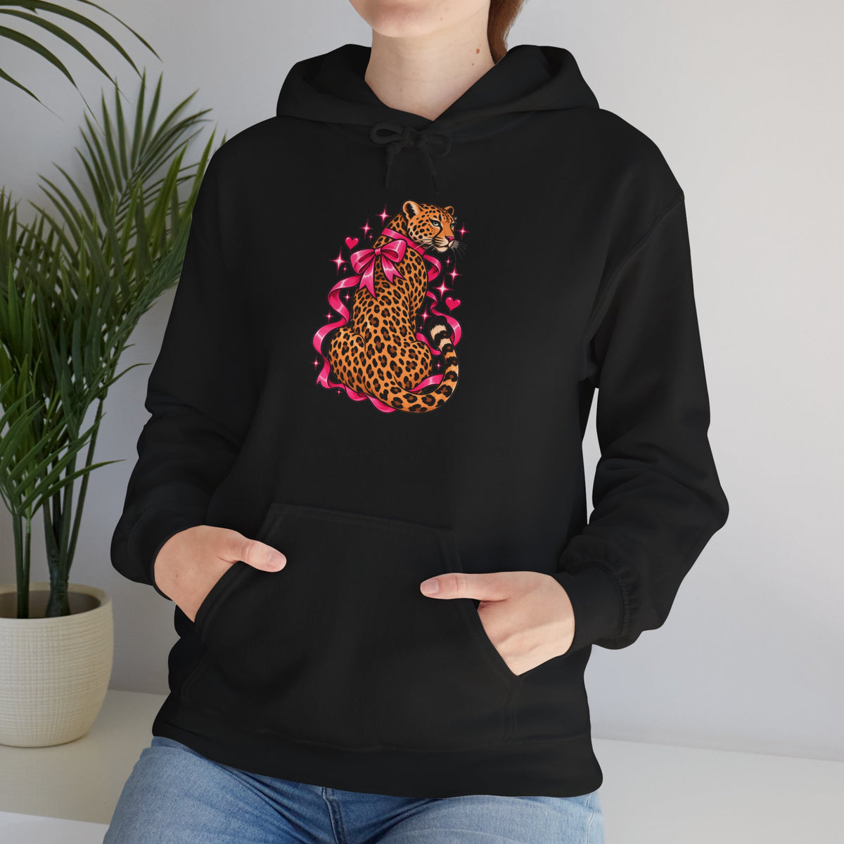 Pink Floral Leopard Hoodie – Playful Girly Gen Z Wildcat Sweatshirt