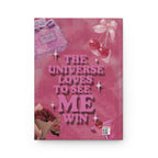 Hardcover Journal — "The Universe Loves to See Me Win" Pink Affirmation Notebook Printify