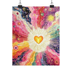 Radiant Heart Art Poster — Colorful Cosmic Matte Vertical Print Printify
